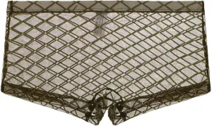 Men's Fishnet Mesh Briefs Sexy G-Strings See Through Thongs Bikini Underpants Breathable Bulge Pouch Underwear Army Green