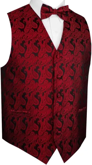 Men's Formal, Prom, Wedding, Homecoming, Cruise Tuxedo Vest, Bow-Tie & Hankie Set in Paisley