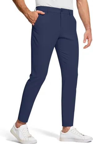 Men's Golf Dress Pants 30" Inseam Stretch Skinny Tapered Lightweight Breathable Chino Trousers with Pockets for Casual Work