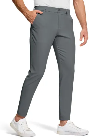 Men's Golf Dress Pants 30" Inseam Stretch Skinny Tapered Lightweight Breathable Chino Trousers with Pockets for Casual Work