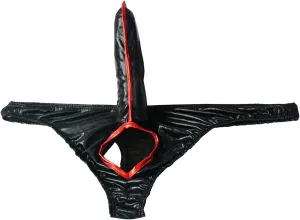 Men's Imitation Leather Briefs Bikini Underwear Pack Low Waist Breathable Mini Underpants T Back G String Tongs (Black,Medium)
