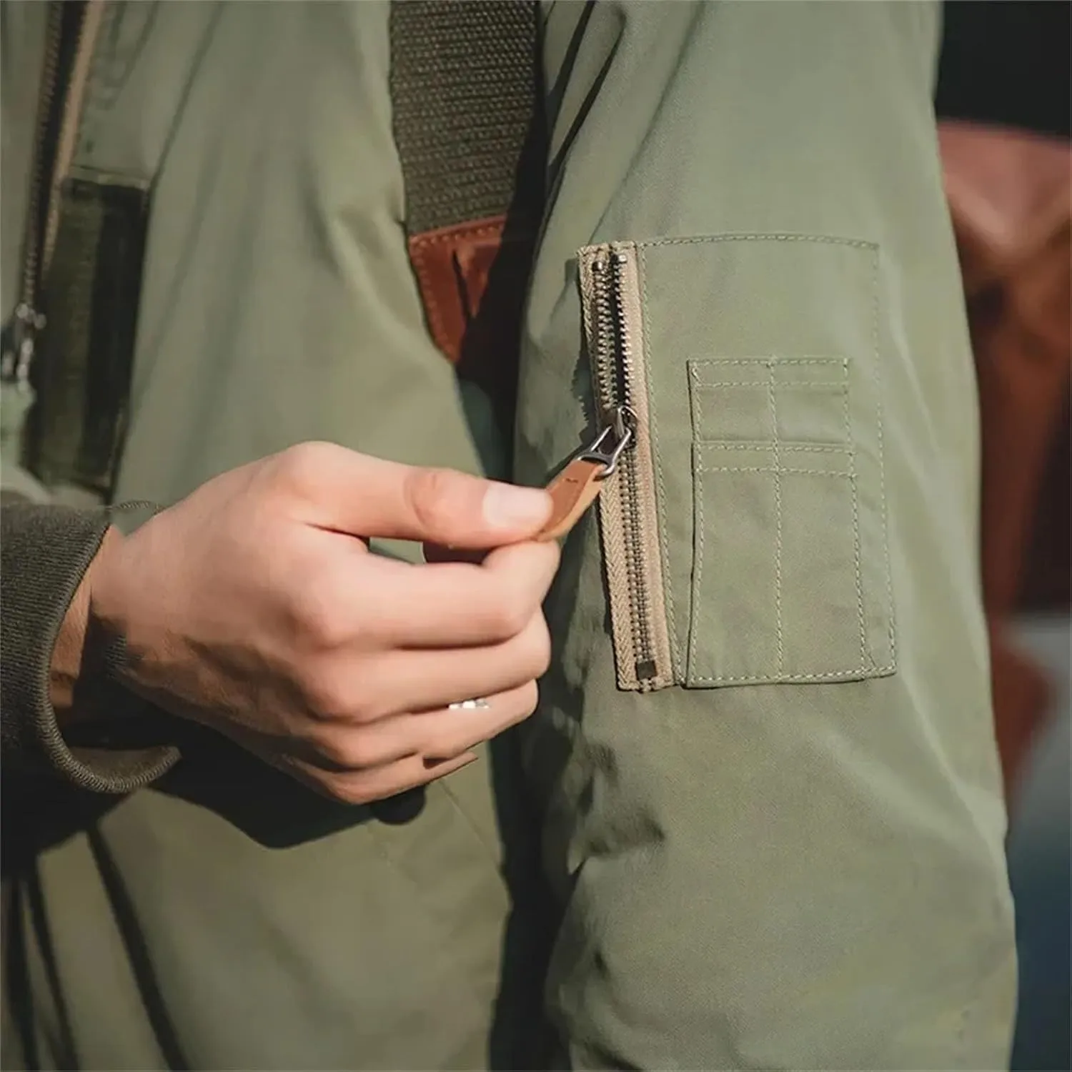 Men's Jacket Thickened Splicing Baseball Flight Coat with Inner Pocket for Cotton Padded Jacket