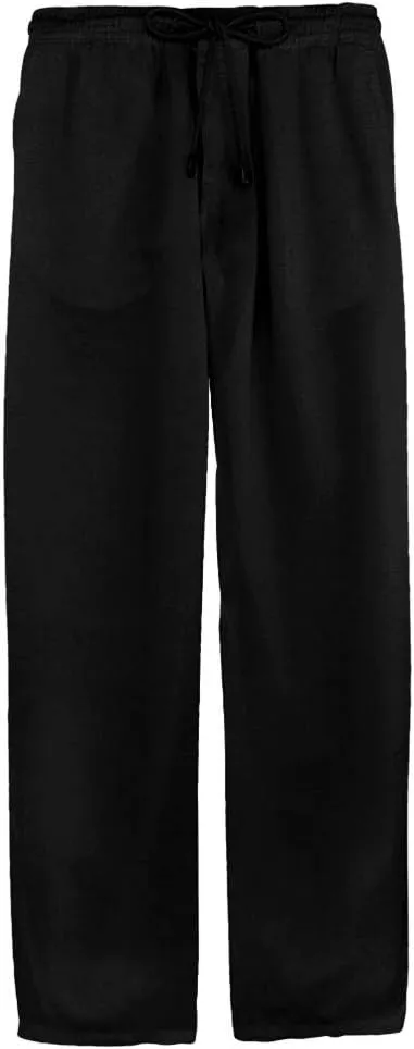 Mens Linen Pants Loose Fit Lightweight Sweatpants Casual Wide Leg Breathable Drawstring Waist Summer Beach Trousers