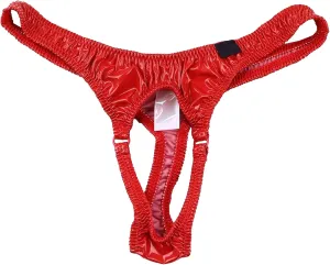 Men's Micro Hollow Leather Underwear Sexy G String Boxer Briefs Breathable Low Rise Sexy Mens Thongs