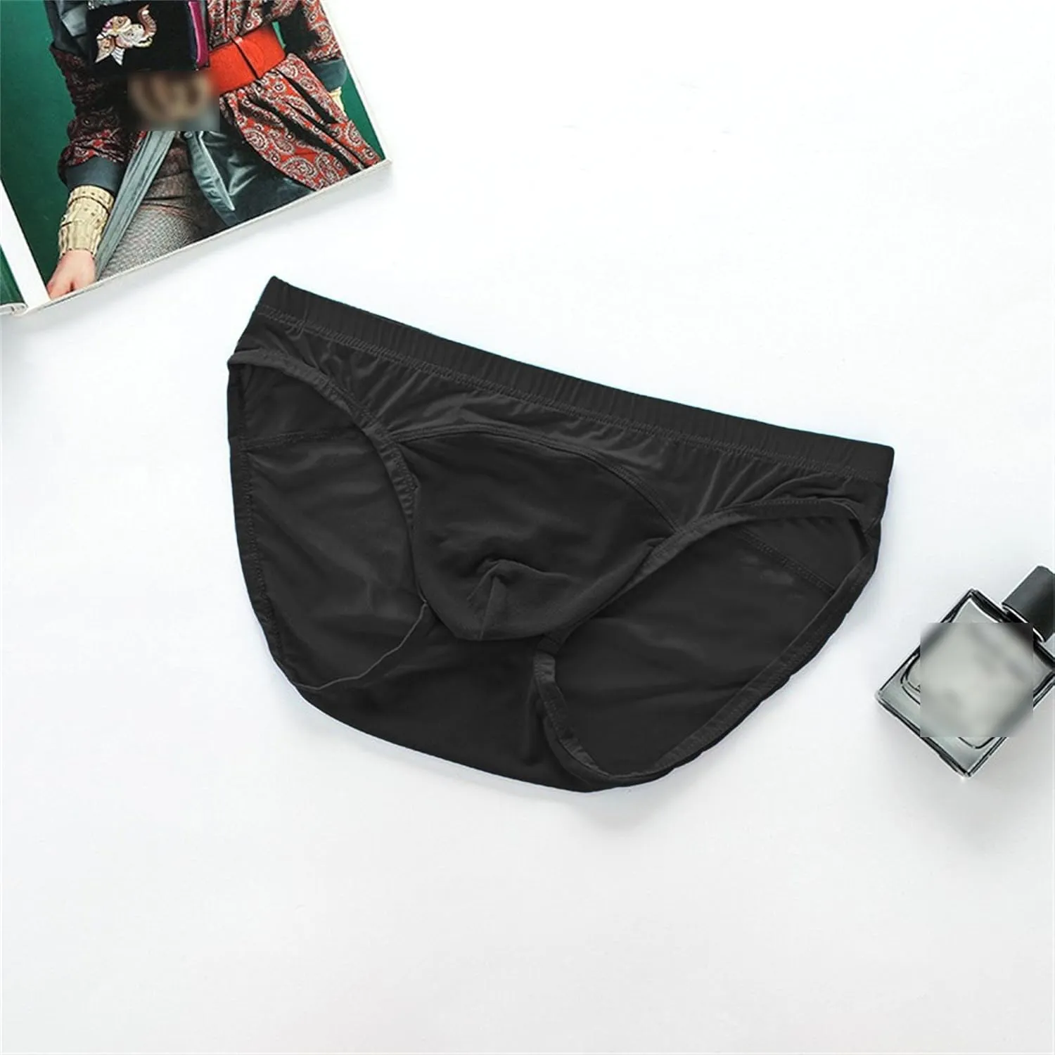 Men's Sexy Low Waisted Underwear Fit Breathable Men Ice Silk Briefs See Through Sexy Mesh Men Lingerie