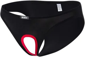 Mens Sexy Open Front Bikini Briefs Low Rise Underwear Hole In Front Breathable Ice Silk Jockstrap Thong Panties