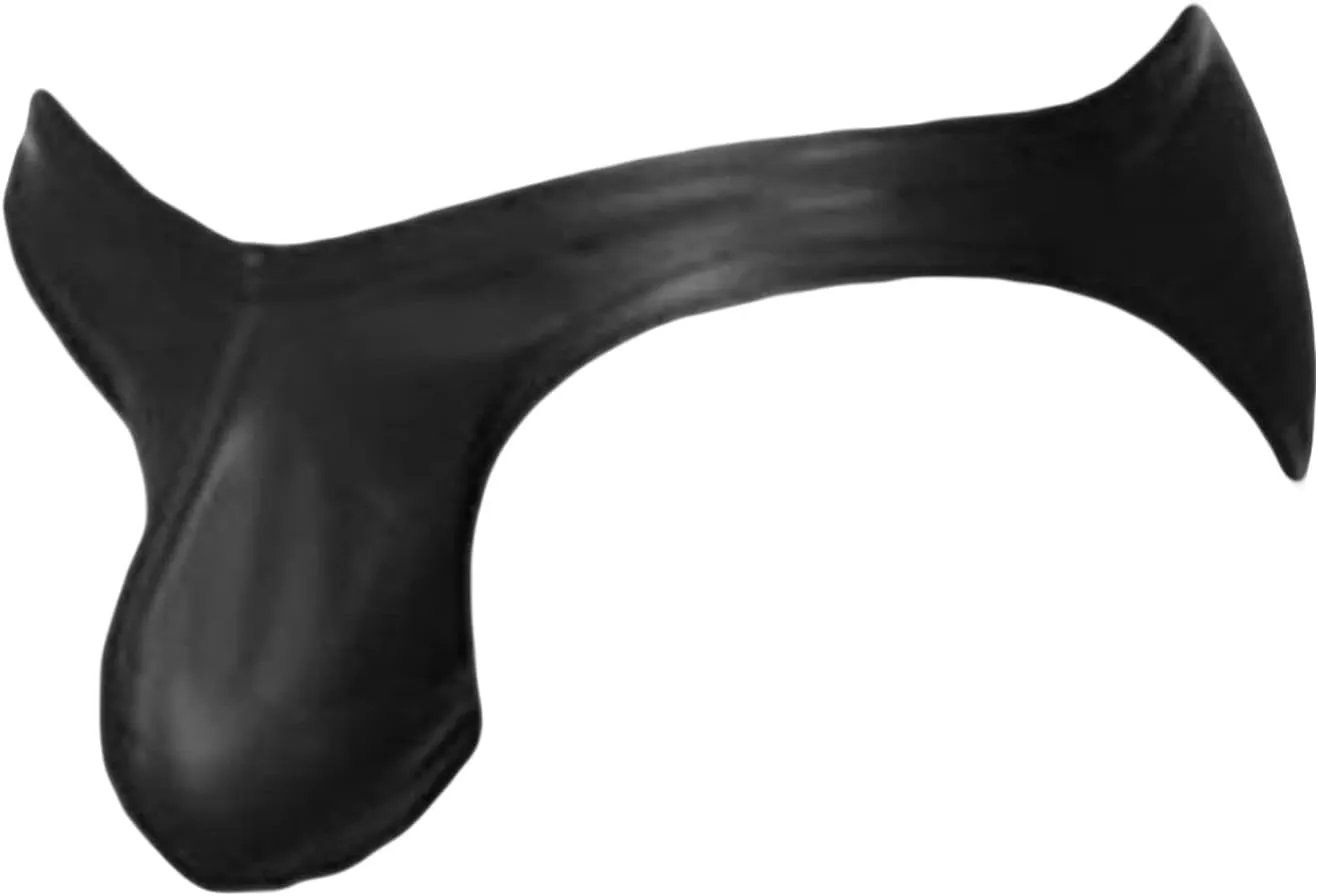 Men's Sexy U Convex Low Waist Briefs Sports Supporter Patent Leather Stretch Bikini G String T Back Breathable Thongs (Black,X-Large)