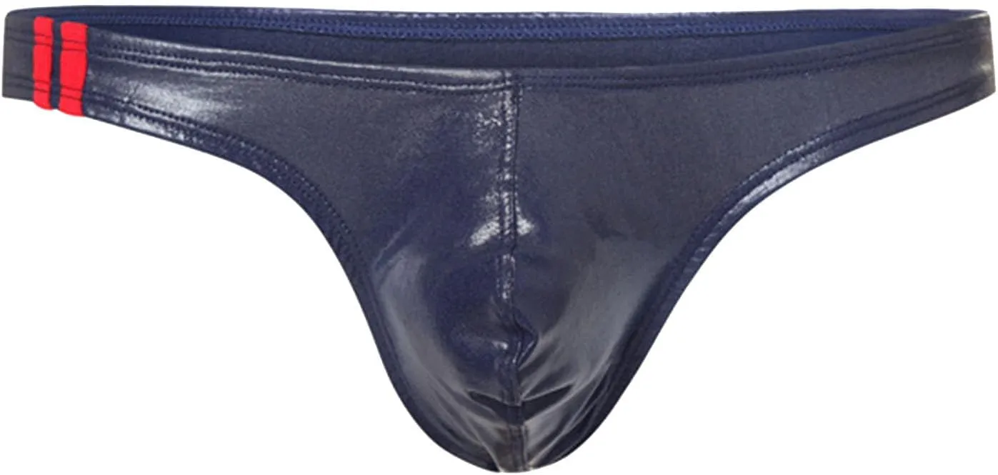 Mens Underwear Briefs Men's Sexy Pu Leather Low Waisted Bikini Briefs Bulge Pouch Breathable Lingerie Loose Panties