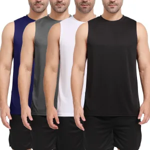 Men's Workout Tank Top 3/4 Pack Quick Dry Fit Muscle Sleeveless Breathable T-Shirt for Gym Bodybuilding