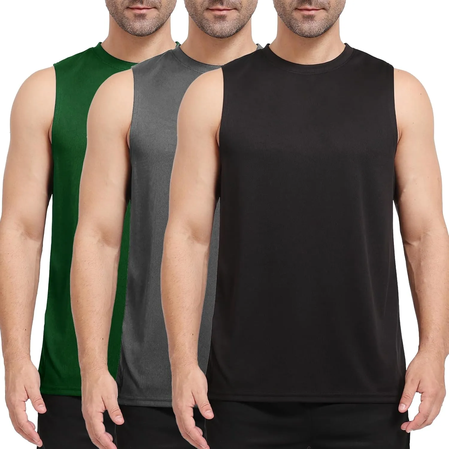 Men's Workout Tank Top 3/4 Pack Quick Dry Fit Muscle Sleeveless Breathable T-Shirt for Gym Bodybuilding