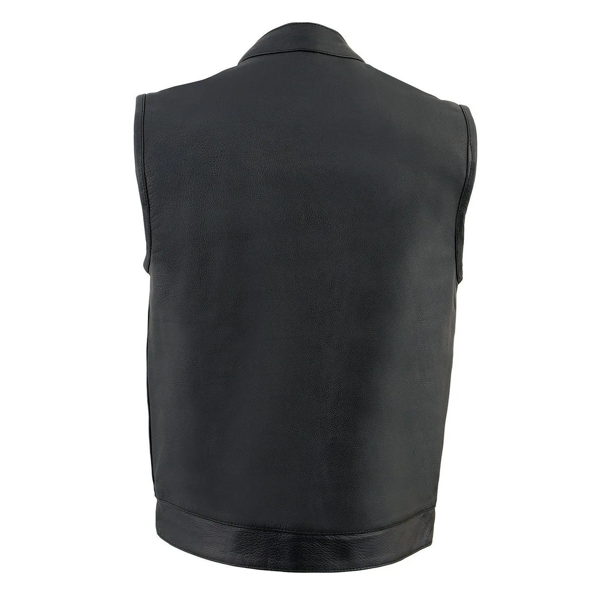 Milwaukee Leather MLM3514 Men's Black Cool-Tec Naked Leather Vest - Club Style Dual Closure Motorcycle Rider Vest