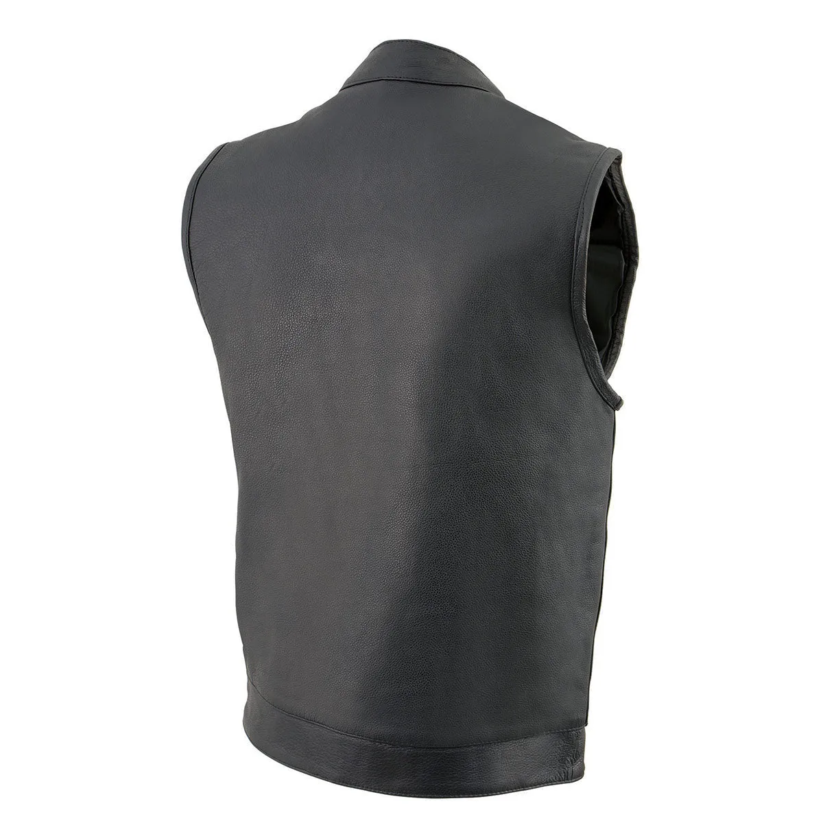 Milwaukee Leather MLM3514 Men's Black Cool-Tec Naked Leather Vest - Club Style Dual Closure Motorcycle Rider Vest