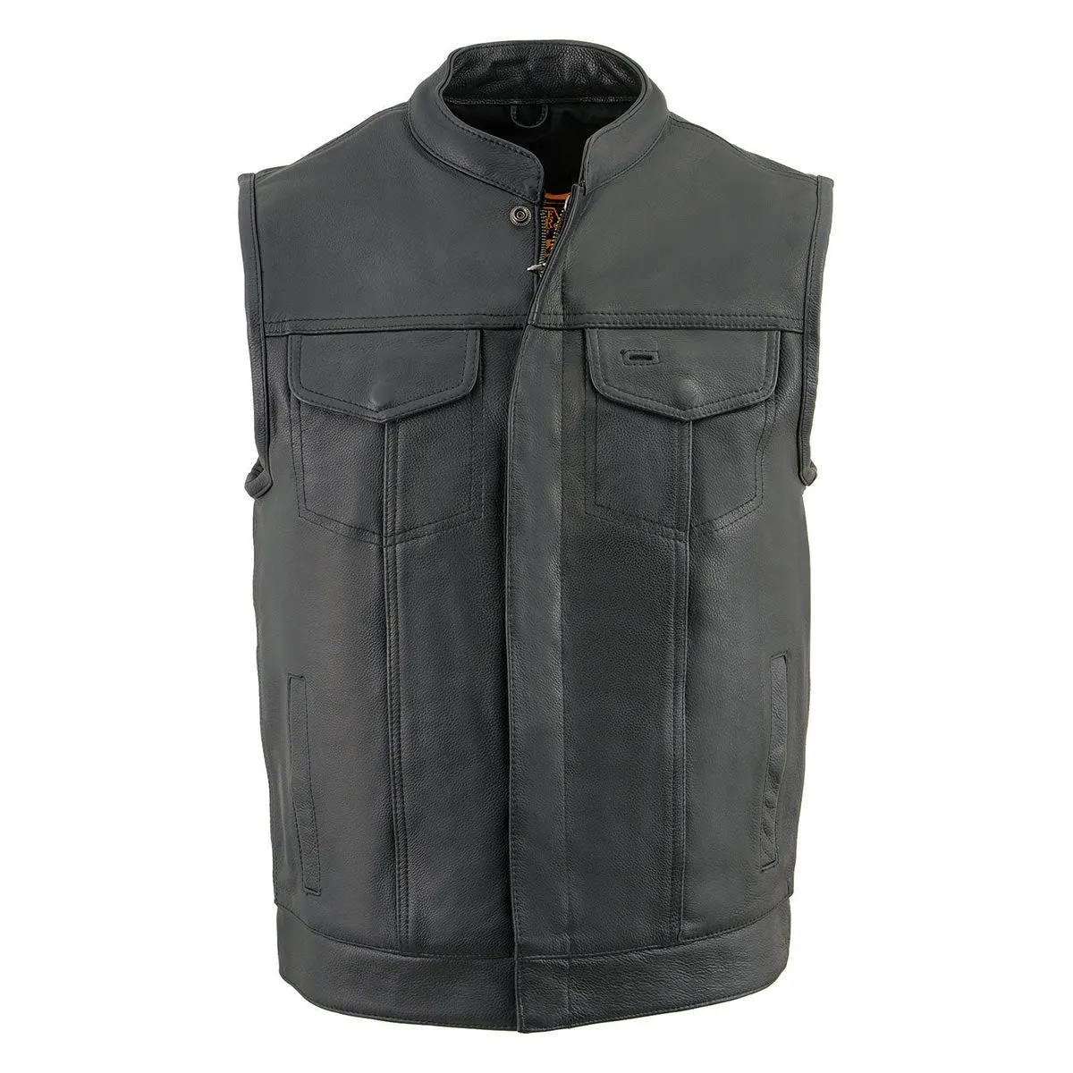 Milwaukee Leather MLM3514 Men's Black Cool-Tec Naked Leather Vest - Club Style Dual Closure Motorcycle Rider Vest