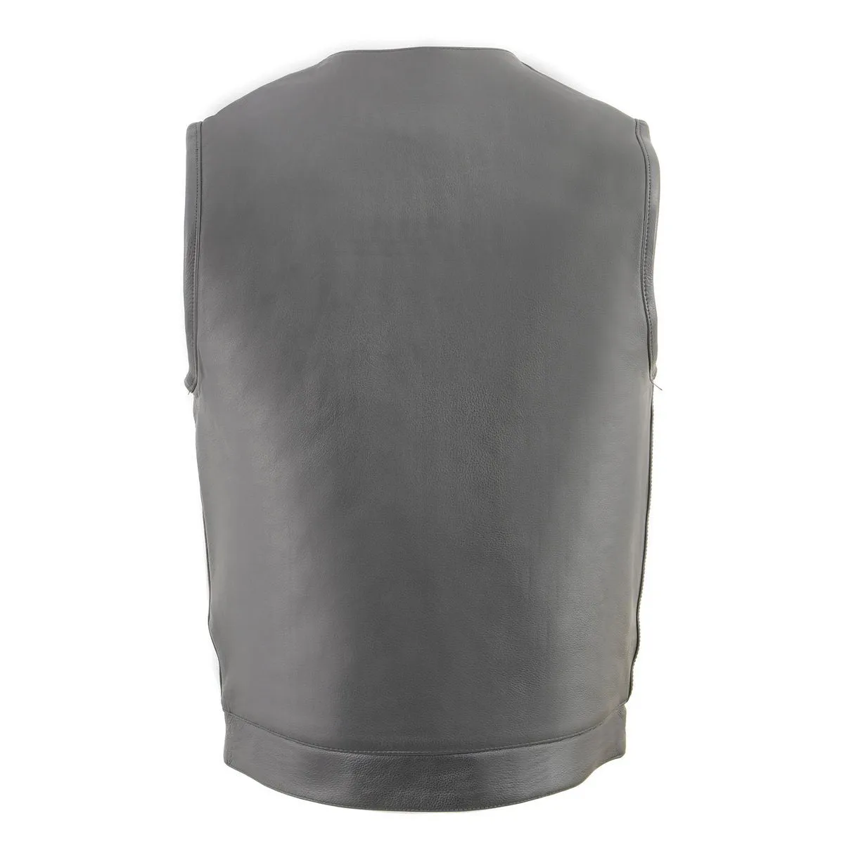 Milwaukee Leather MLM3515 Men's Black Cool-Tec Naked Leather Vest - Club Style Collarless Motorcycle Rider Vest