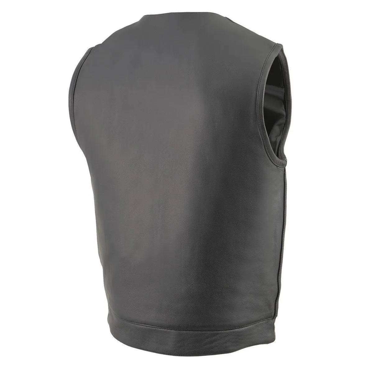 Milwaukee Leather MLM3515 Men's Black Cool-Tec Naked Leather Vest - Club Style Collarless Motorcycle Rider Vest