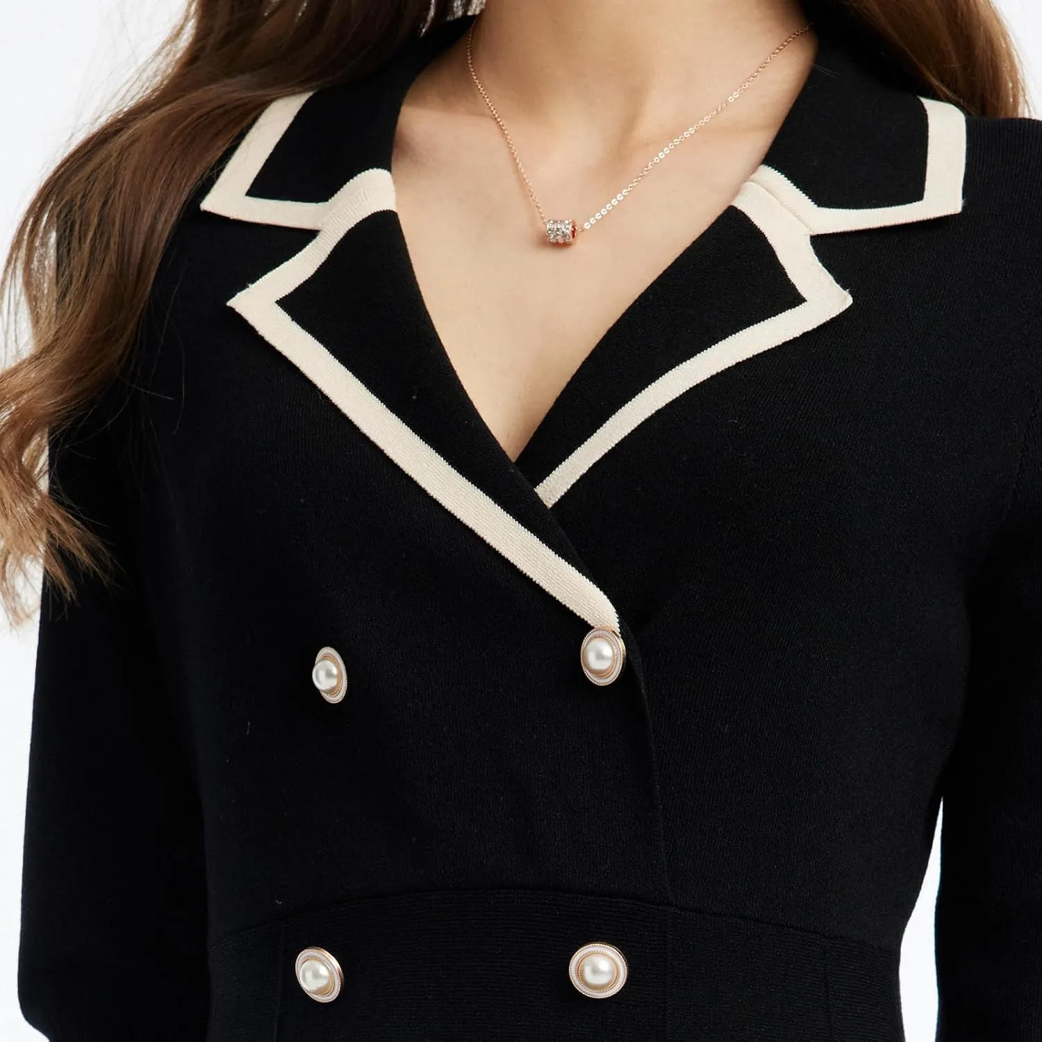 Mini Sweater Dress for Women, Button up 3/4 Sleeve Knit Dresses for Teacher Work Business