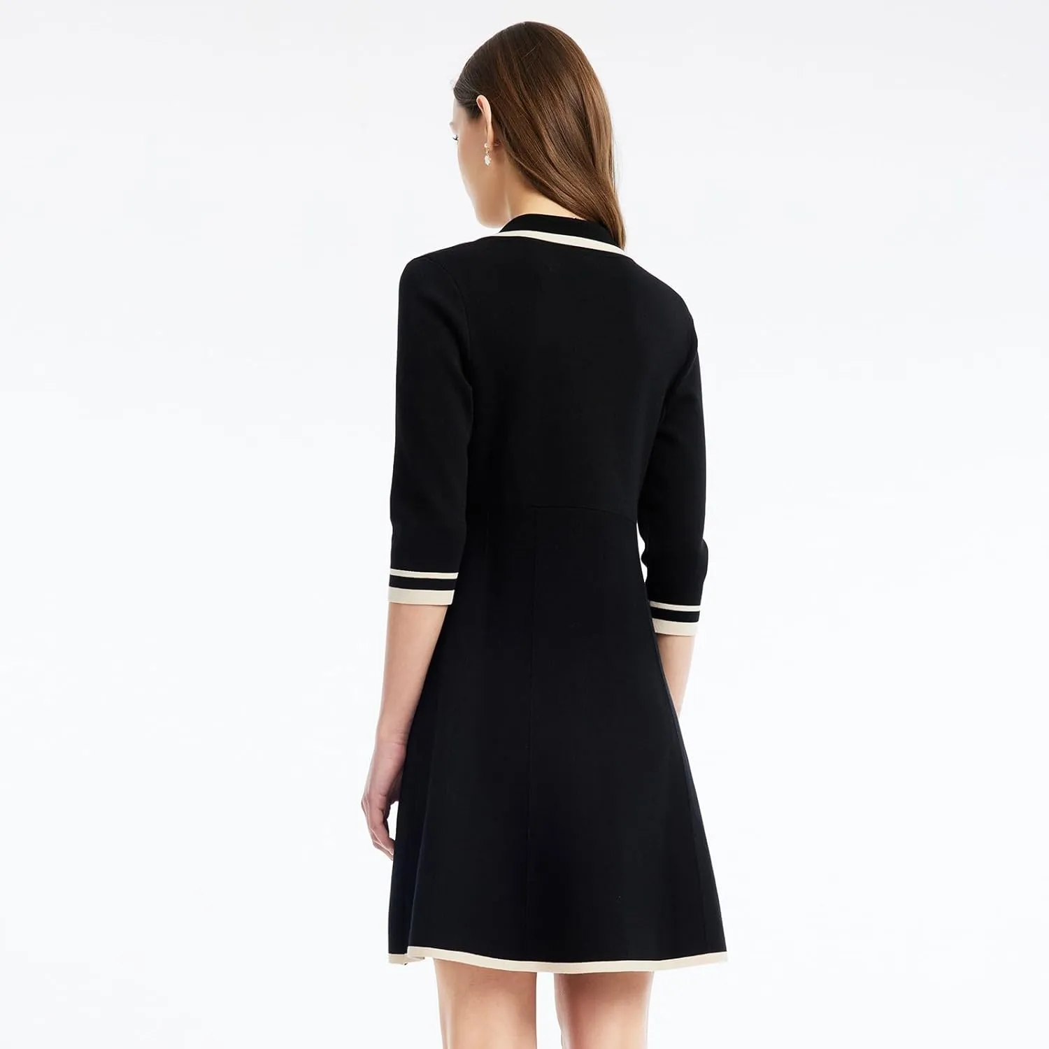 Mini Sweater Dress for Women, Button up 3/4 Sleeve Knit Dresses for Teacher Work Business