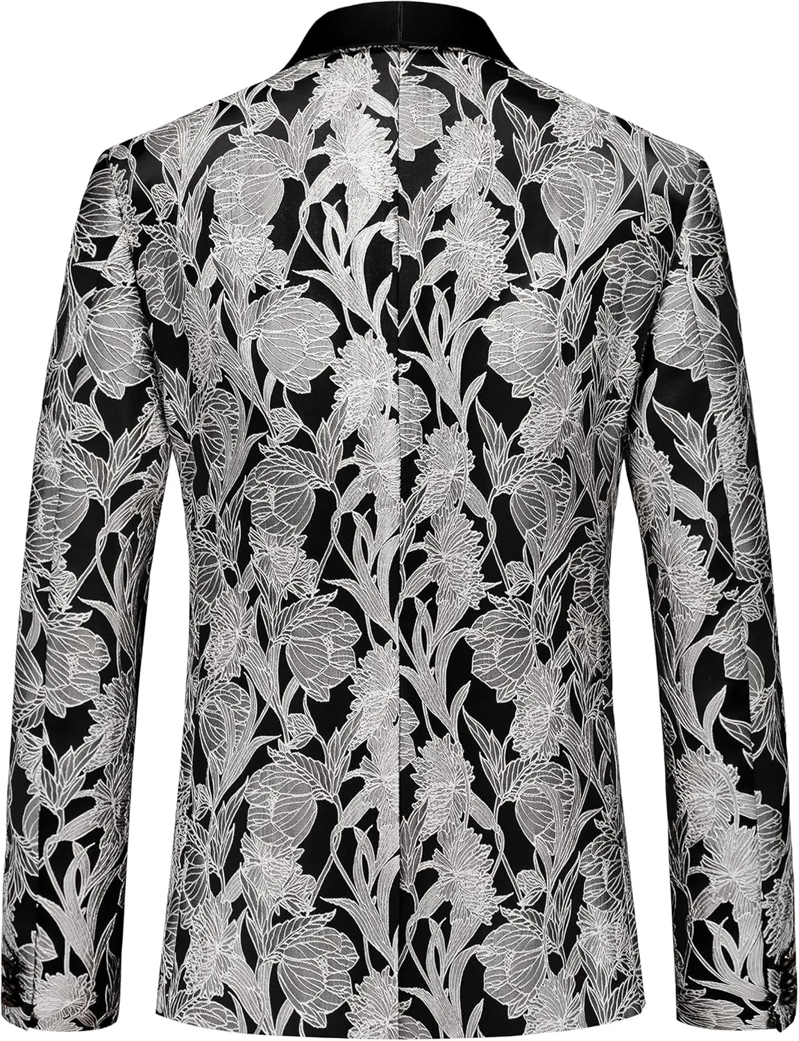 MOGU Mens 3 Piece Floral Suit Jacquard Dress Tuxedo Suit Set for Wedding Prom Jacket Vest Pants with Bow Tie