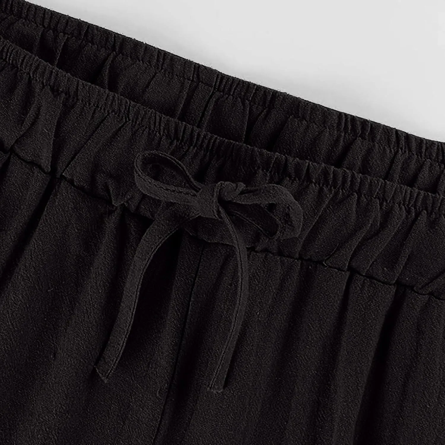 MRGIINRI Womens Cotton Linen Pants 2024 Summer Wide Leg Casual Loose Drawstring High Waist Palazzo Pants Trousers with Pocket