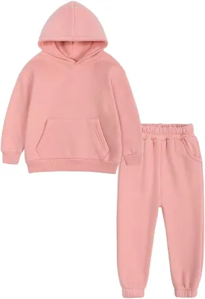 MYGBCPJS Youth 2PCS Jogger Outfits Set Fleece Hooded   Sweatpants Boys Girls Athletic Sweatsuits Pullover Clothes