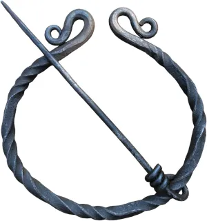 Nautical-Mart Hand-Forged Twisted Black Iron Brooch Medieval Viking Cloak Pin