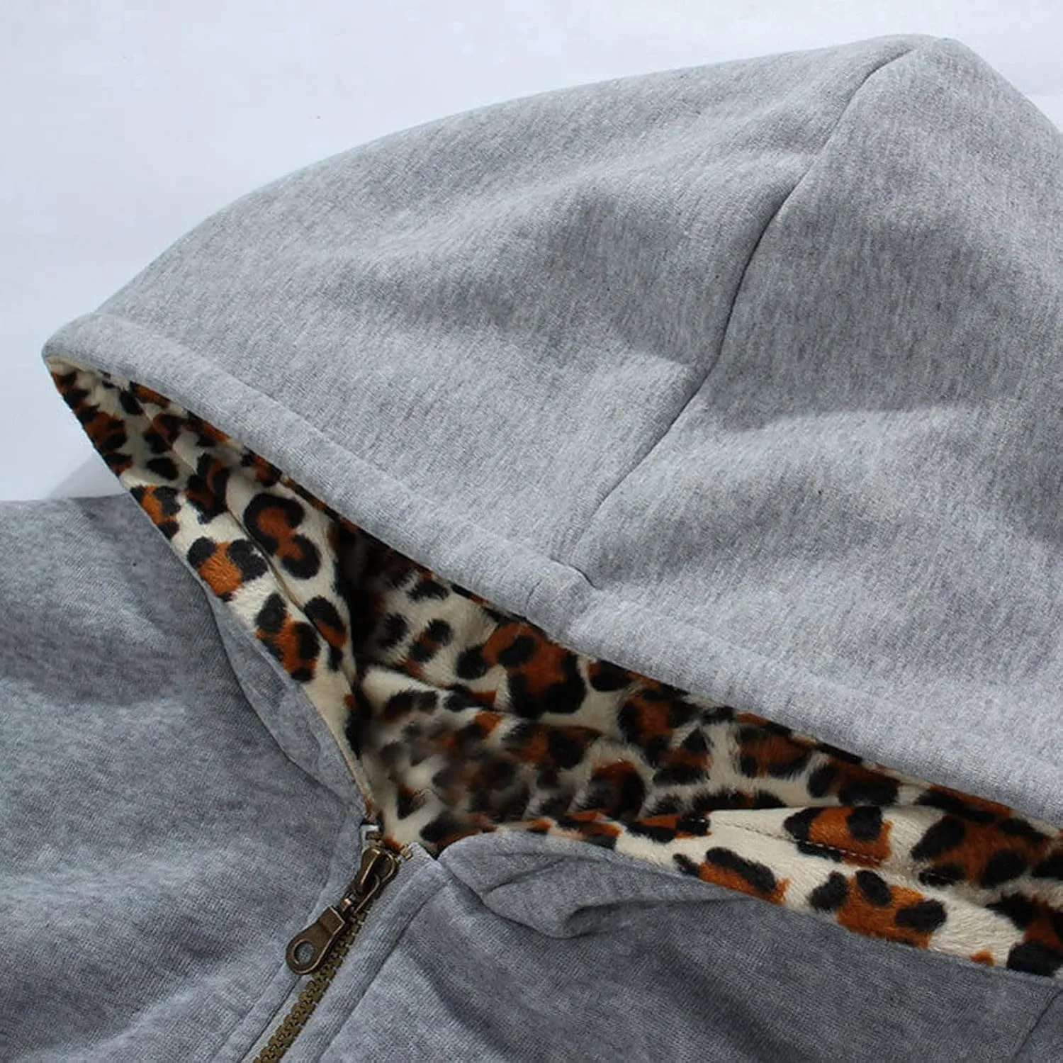nerohusy Womens Warm Faux Coat Fashion 2022 Jacket Winter Leopard Long Sleeve Oversized Hoodie Outerwear for Ladies