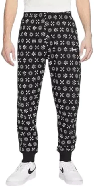 Nike Men's Sportswear Fleece Monogram Pants Joggers Logo (US, Alpha, Medium, Regular, Regular, Black/White)