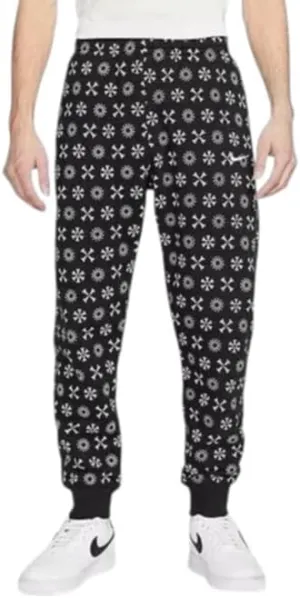 Nike Men's Sportswear Fleece Monogram Pants Joggers Logo (US, Alpha, Medium, Regular, Regular, Black/White)
