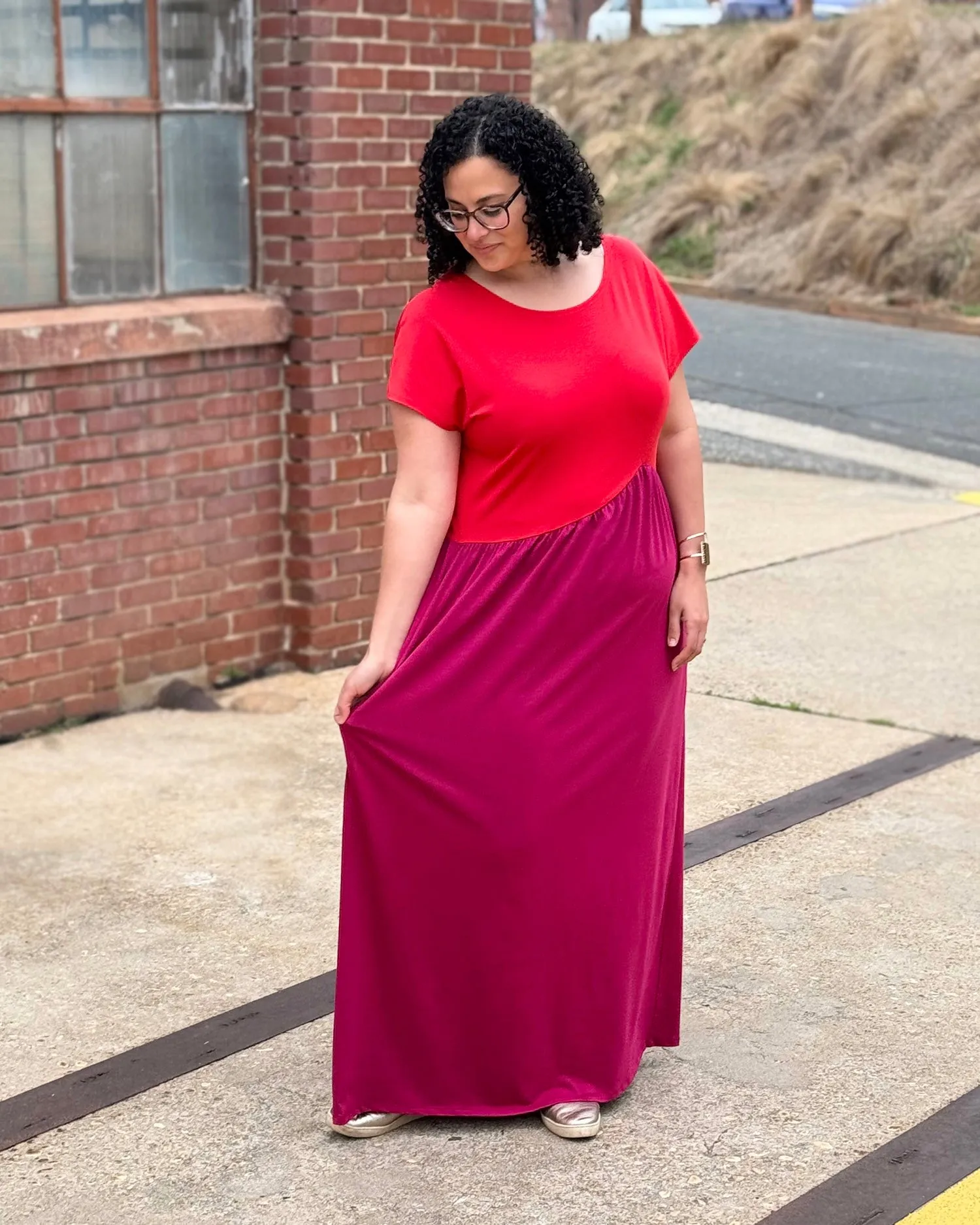 NORAH dress in Bright Ruby/Garnet Pink