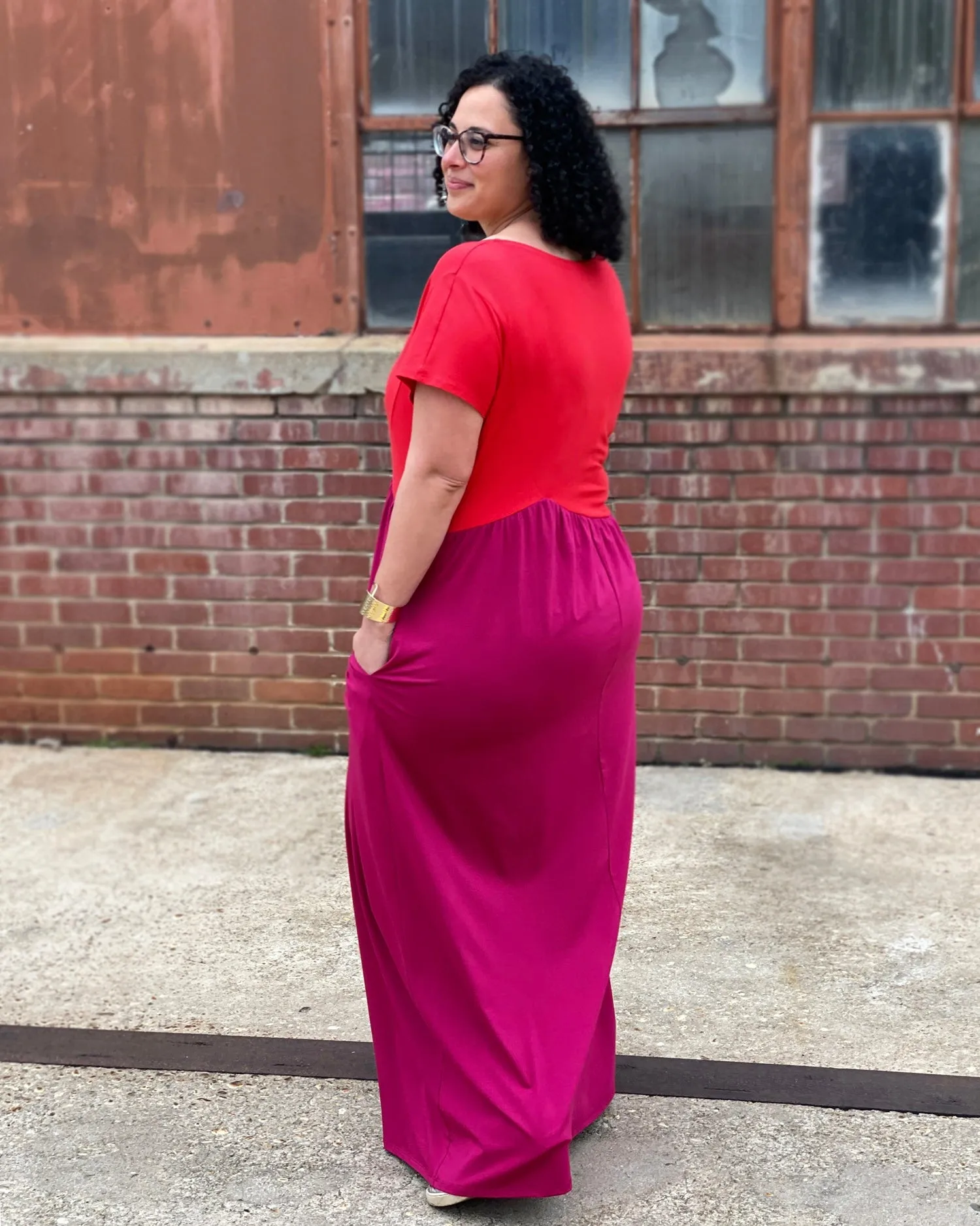 NORAH dress in Bright Ruby/Garnet Pink