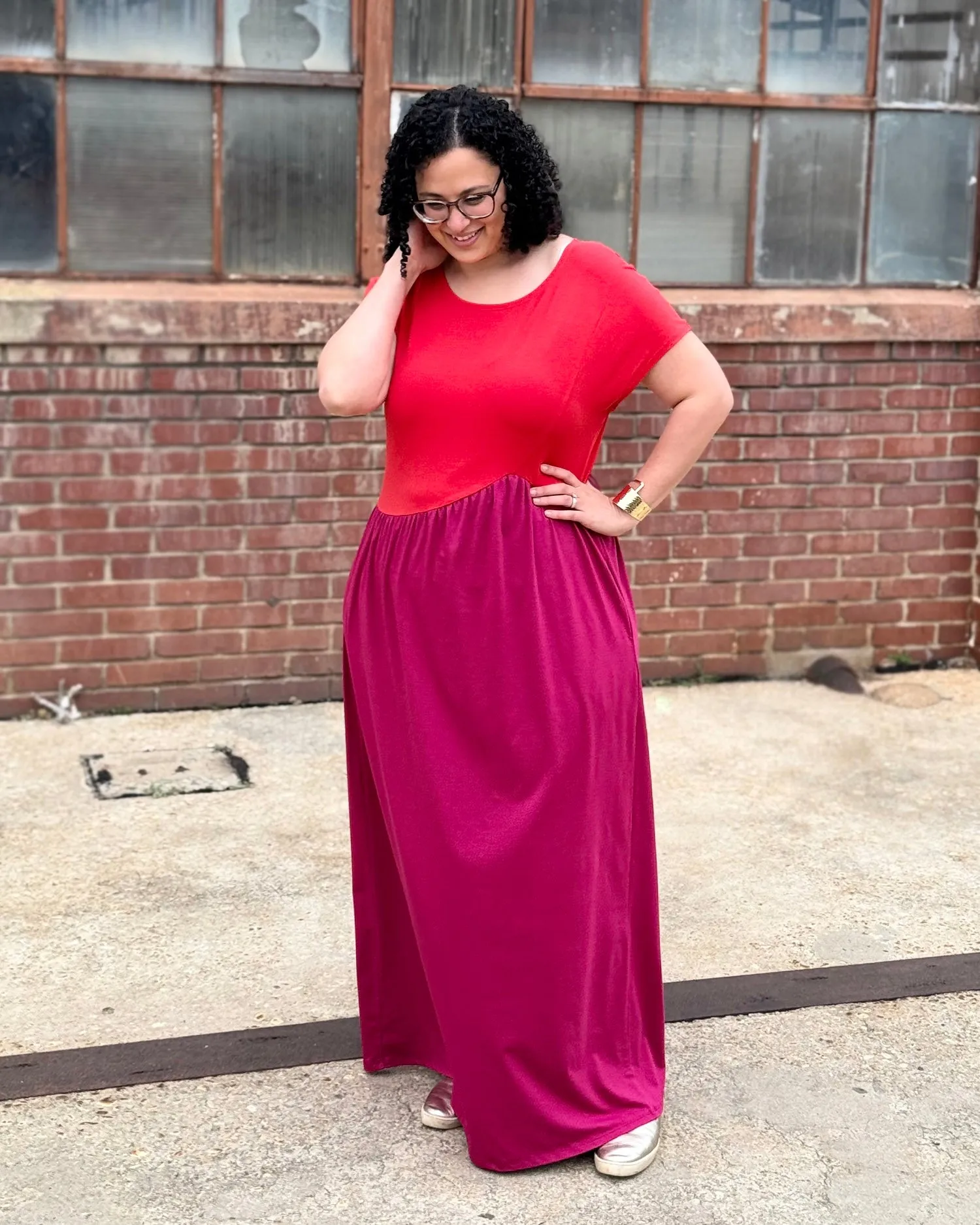 NORAH dress in Bright Ruby/Garnet Pink