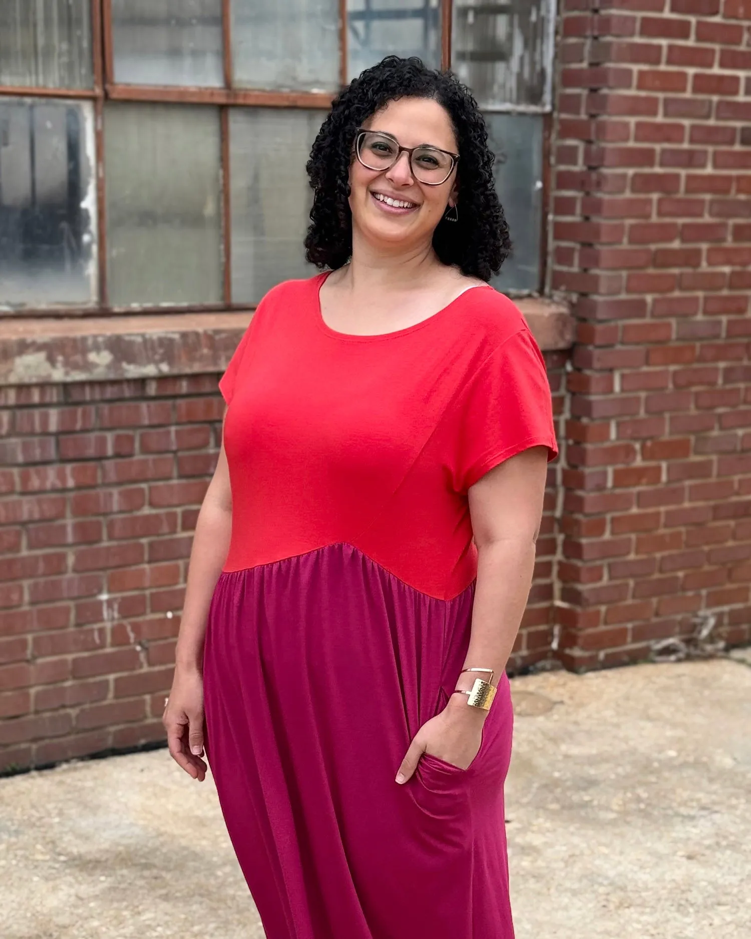 NORAH dress in Bright Ruby/Garnet Pink