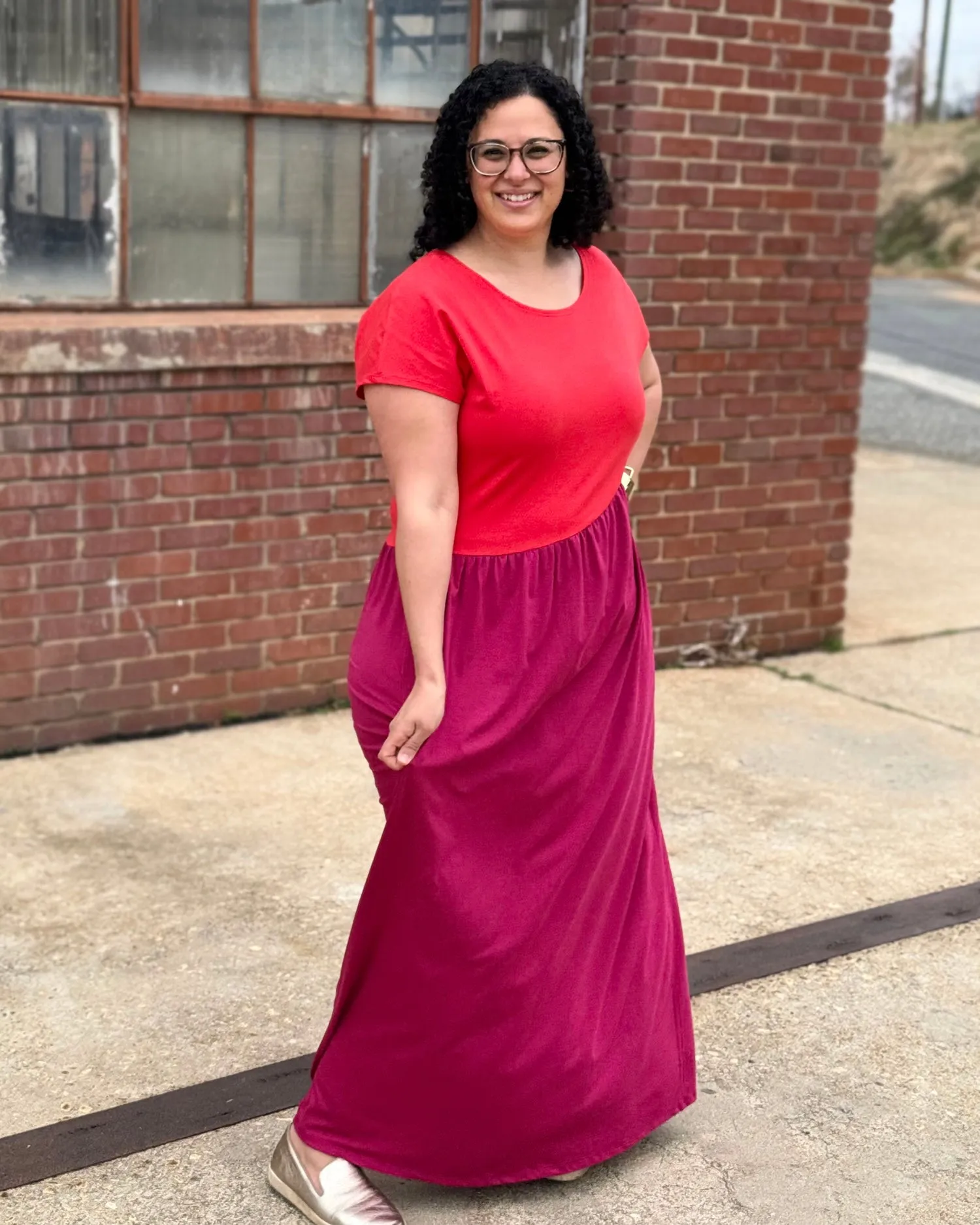 NORAH dress in Bright Ruby/Garnet Pink