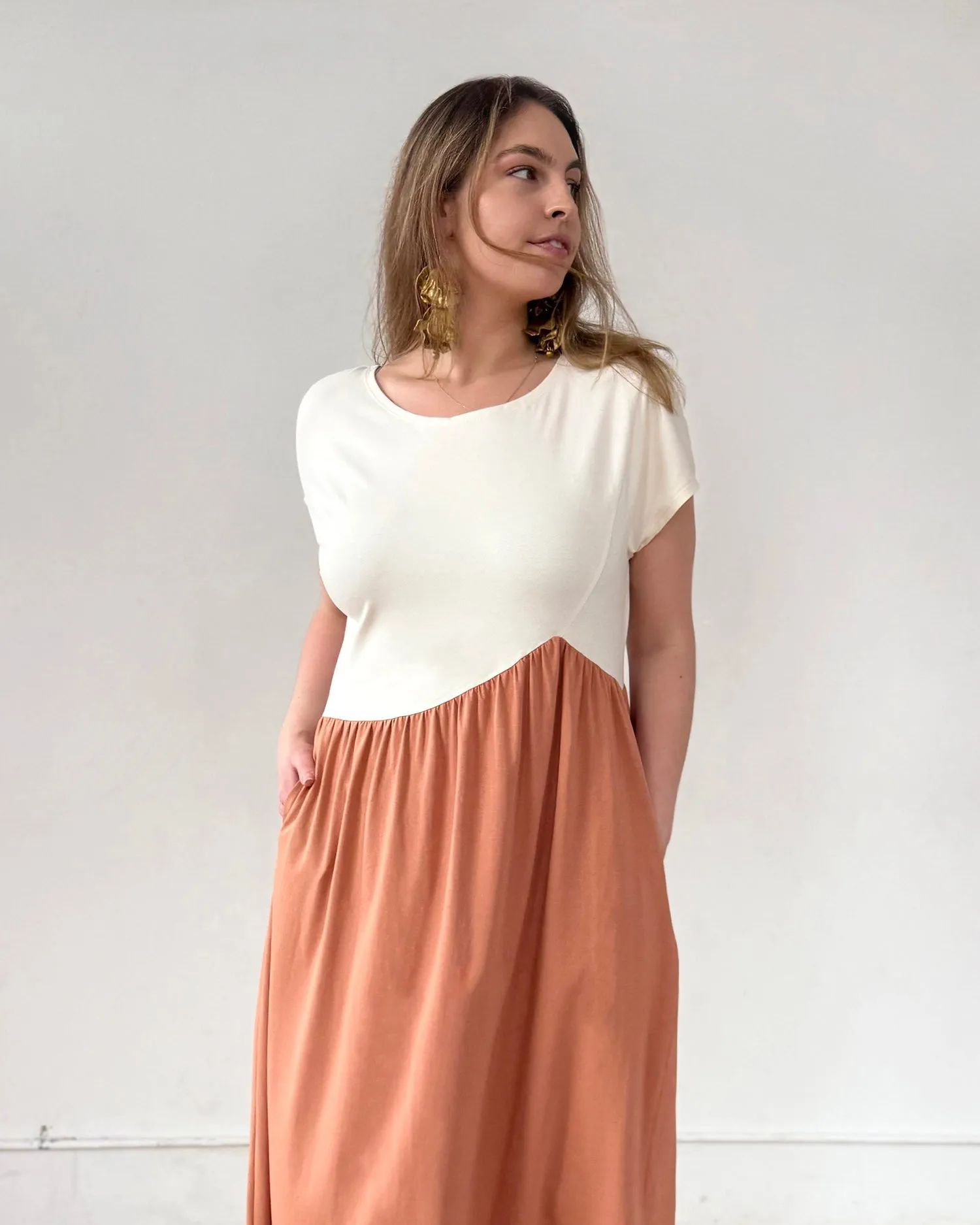 NORAH dress in Chalk/Italian Clay