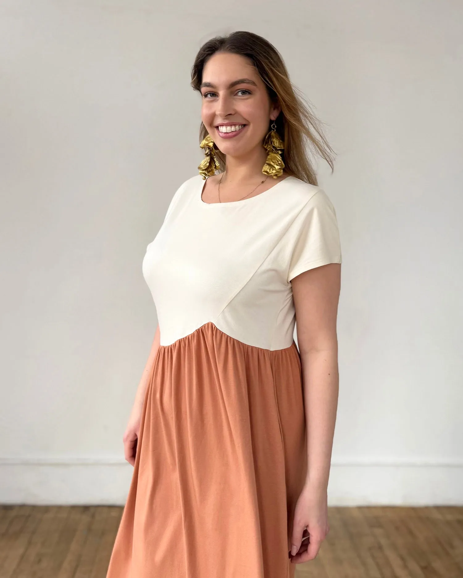 NORAH dress in Chalk/Italian Clay