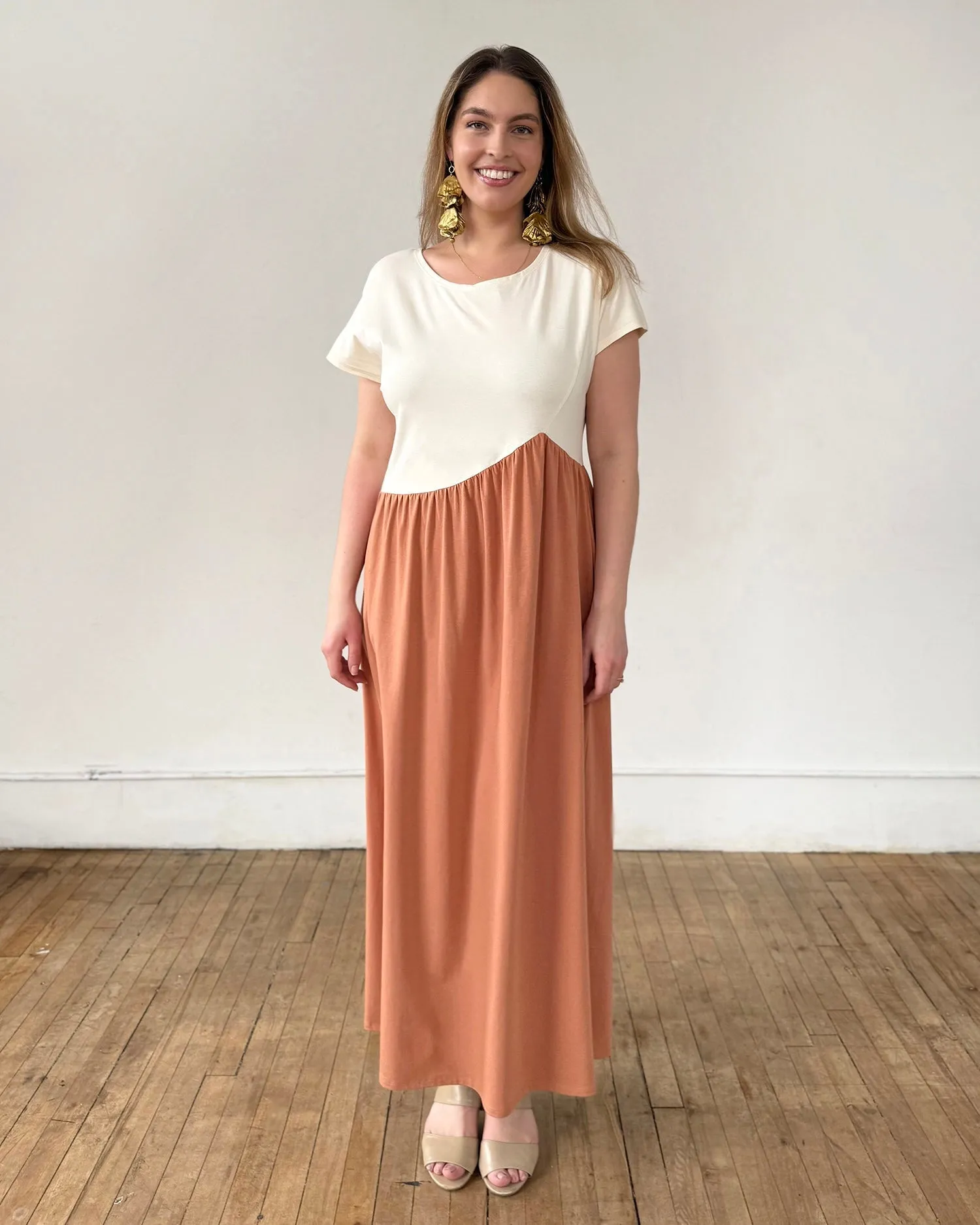 NORAH dress in Chalk/Italian Clay