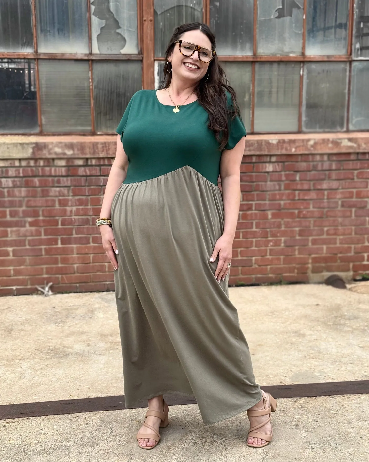 NORAH dress in Dark Green/Silver Sage