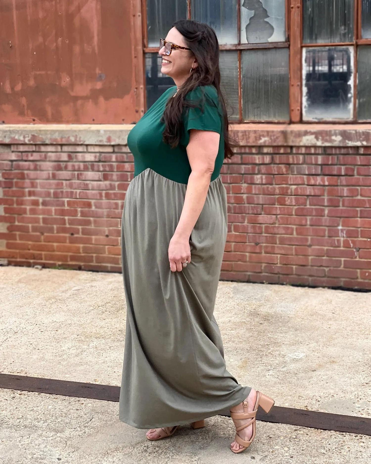 NORAH dress in Dark Green/Silver Sage
