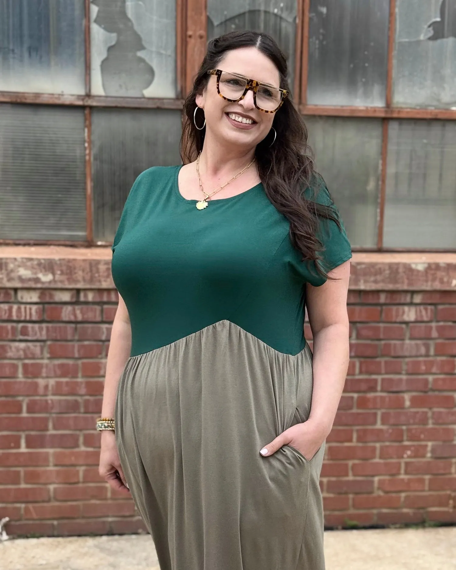 NORAH dress in Dark Green/Silver Sage