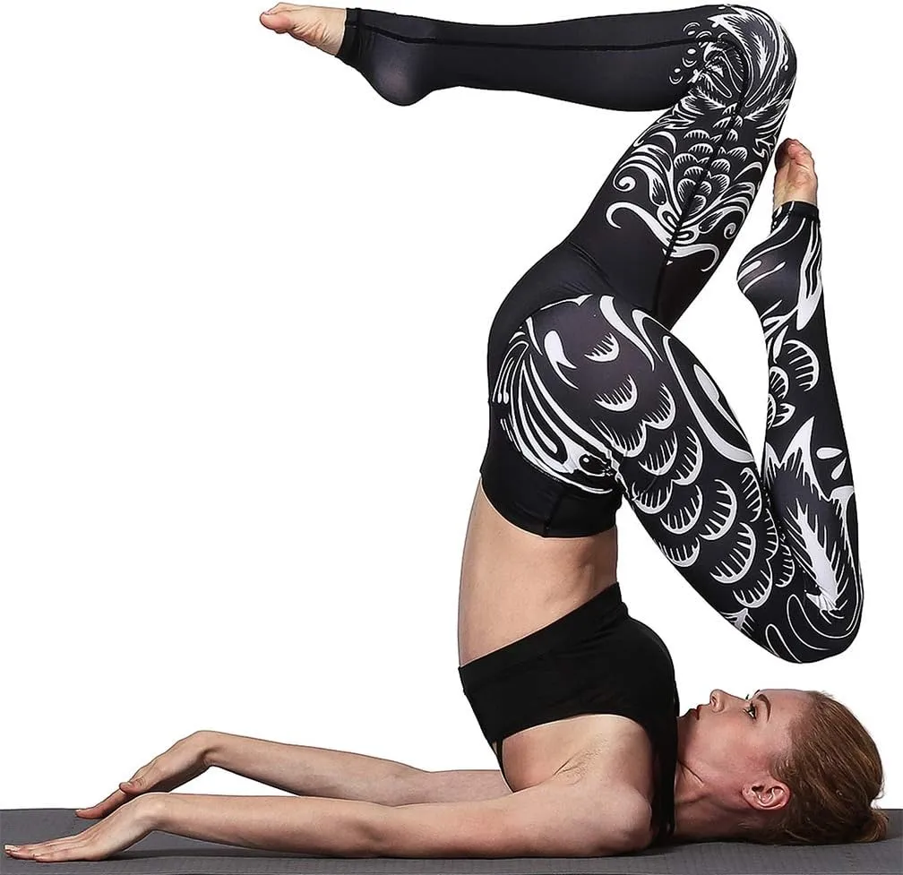 Over The Heel Yoga Pants Women Printed Stirrup Pants High Waist Yoga Leggings