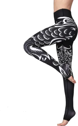 Over The Heel Yoga Pants Women Printed Stirrup Pants High Waist Yoga Leggings