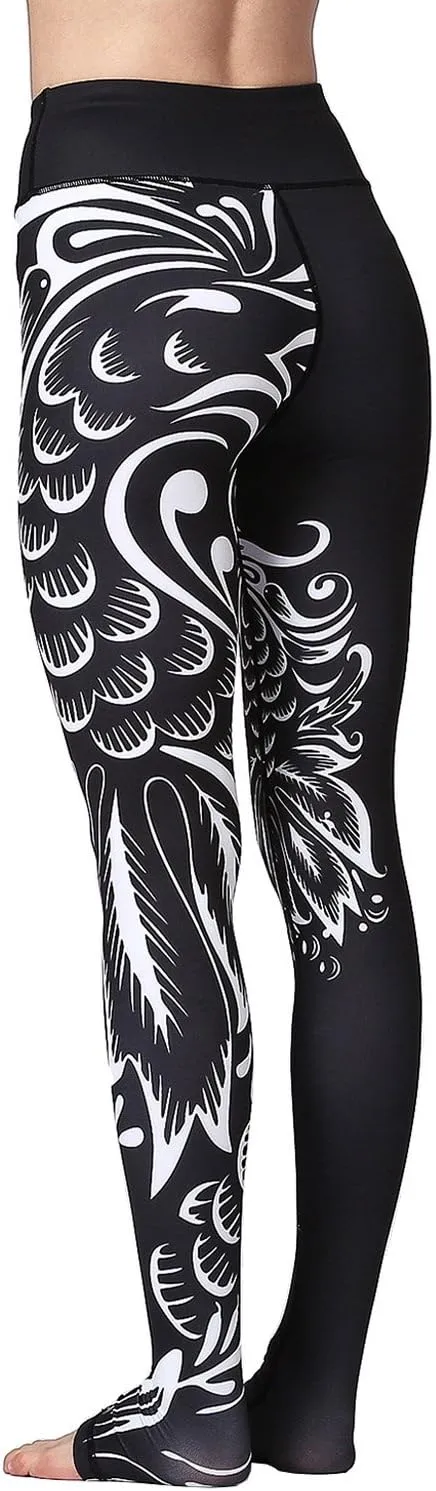Over The Heel Yoga Pants Women Printed Stirrup Pants High Waist Yoga Leggings