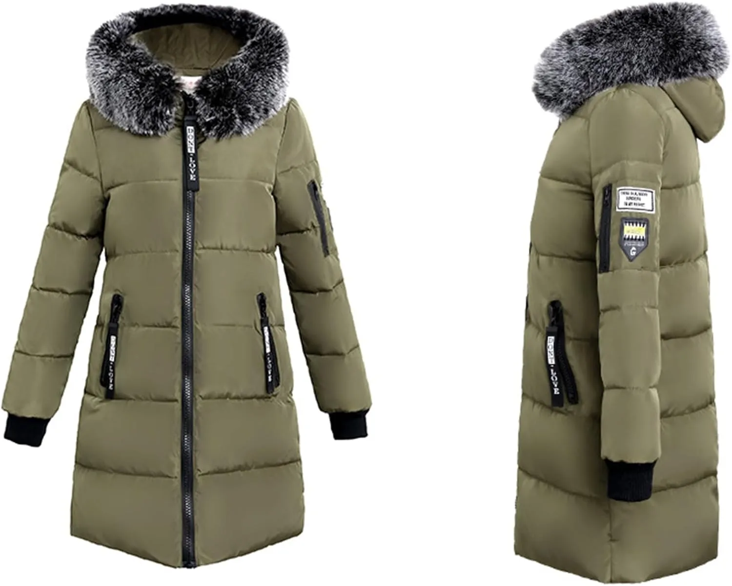 Oversized Faux Fur Hood Jackets for Women 2024 Winter Warm Parka Coats Long Quilted Jacket Thick Jacket Outerwear