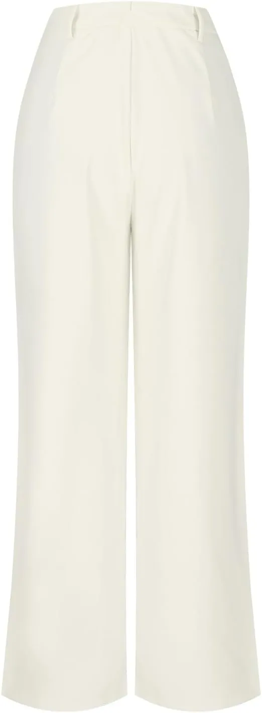 Palazzo Pants for Women Petite Work High Waisted Dress Pants Smocked Ankle Flowy Wide Leg Business Casual Clothing