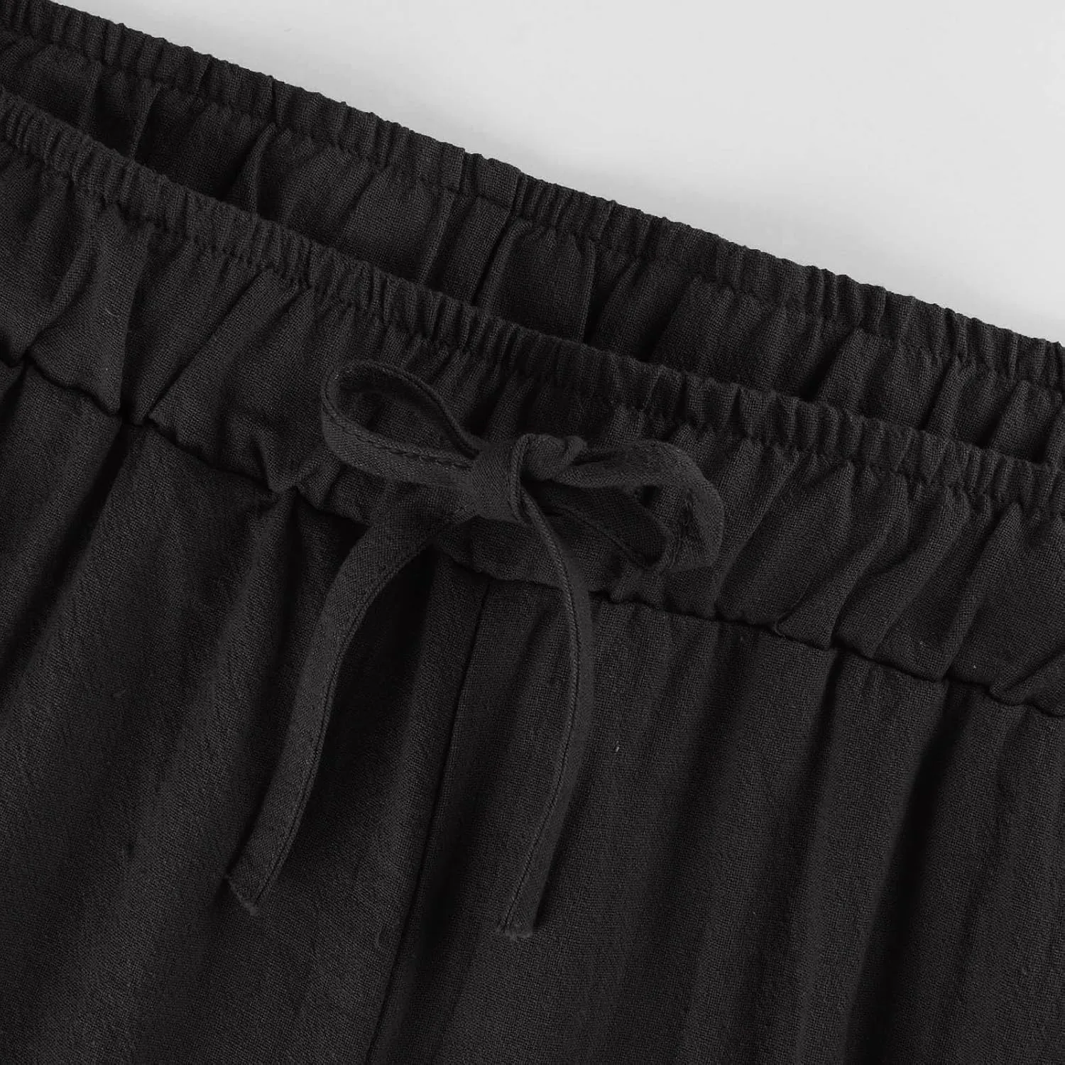 Pants for Women, Linen Pants Wide Leg Straight Drawstring High Waisted Palazzo