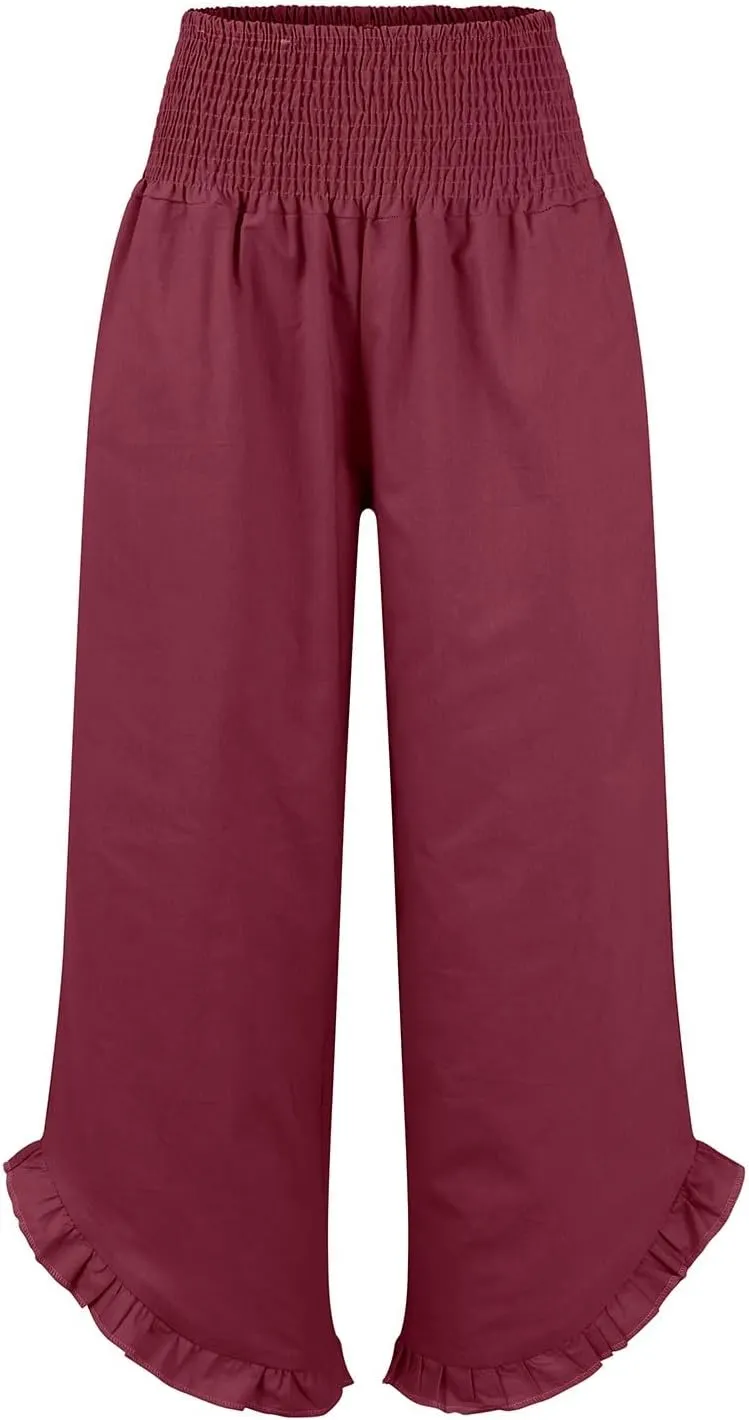 Pants for Women, Straight Leg Summer High Waisted Linen Pants Wide Palazzo