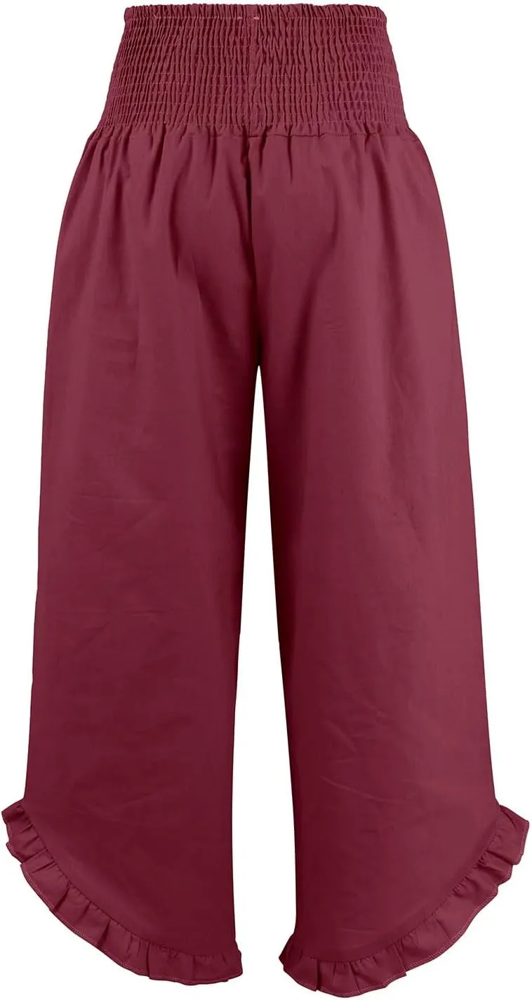 Pants for Women, Straight Leg Summer High Waisted Linen Pants Wide Palazzo