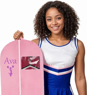 Personalized Cheer Uniform Garment Bag With Name Embroidered Breathable Black Bags With 2 Mesh Pockets Ideal For Cheerleader Gifts For Hanging Clothes Dress Cover Bag With Carry Handles Cheer Stuff