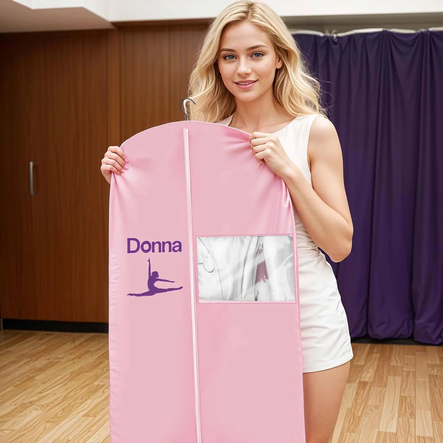 Personalized Cheer Uniform Garment Bag With Name Embroidered Breathable Black Bags With 2 Mesh Pockets Ideal For Cheerleader Gifts For Hanging Clothes Dress Cover Bag With Carry Handles Cheer Stuff