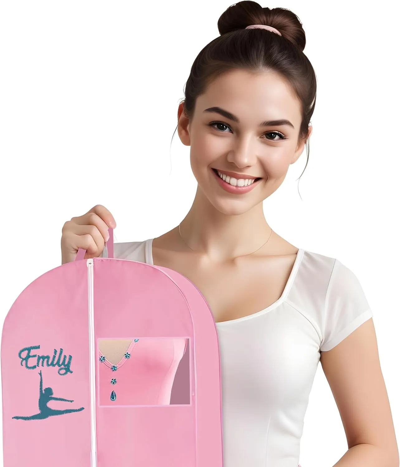 Personalized Cheer Uniform Garment Bag With Name Embroidered Breathable Black Bags With 2 Mesh Pockets Ideal For Cheerleader Gifts For Hanging Clothes Dress Cover Bag With Carry Handles Cheer Stuff